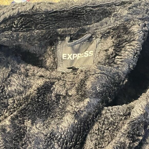 EXPRESS faux suede motorcycle jacket fleece lining M - Picture 4 of 8